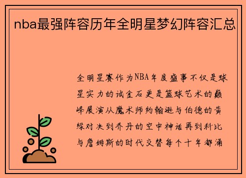 nba最强阵容历年全明星梦幻阵容汇总